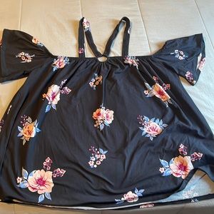 Cold shoulder halter top